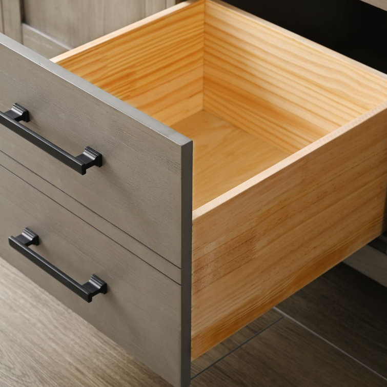 Textured Gray Double Bathroom Vanity with Carrara White Top