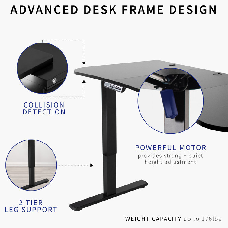 Luxe Electric White 60" Adjustable Standing Desk with Memory Presets