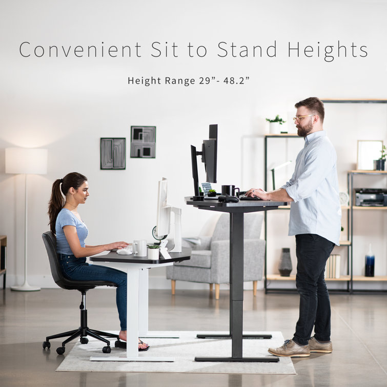 Black Adjustable Height Electric Standing Desk with Steel Frame