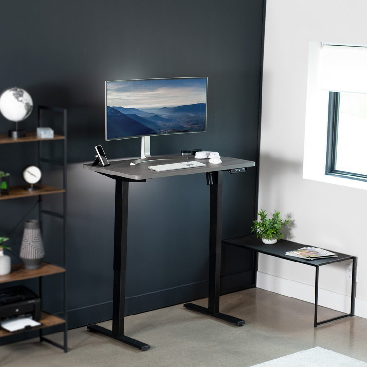 Elevate 43" Dark Walnut Electric Adjustable Desk with Black Frame