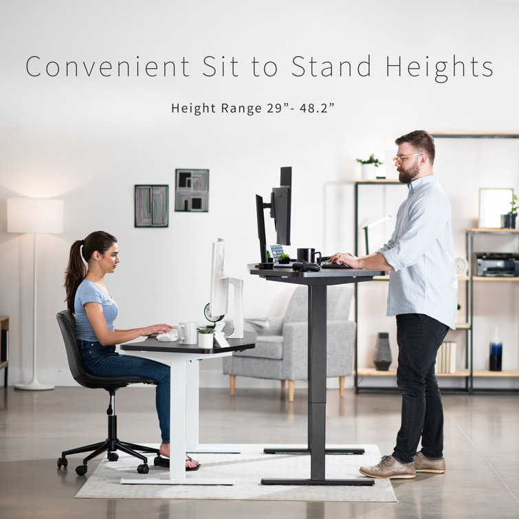 Black Adjustable Height Electric Standing Desk with Steel Frame