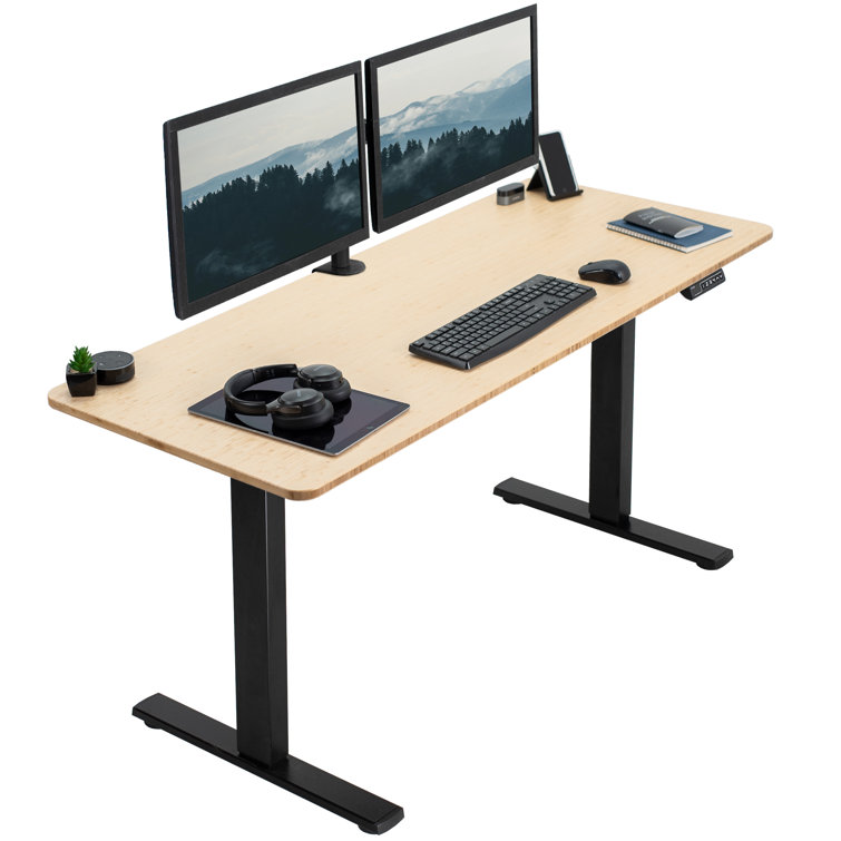 Luxe Electric White 60" Adjustable Standing Desk with Memory Presets