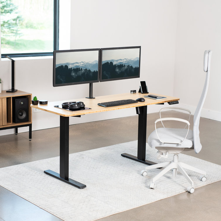 Luxe Electric White 60" Adjustable Standing Desk with Memory Presets