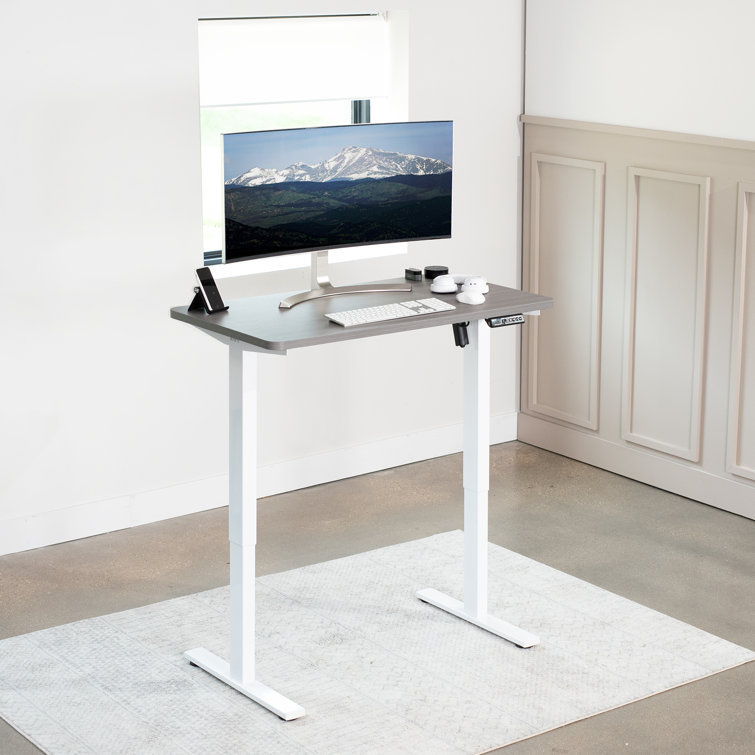 Elevate 43" Dark Walnut Electric Adjustable Desk with Black Frame