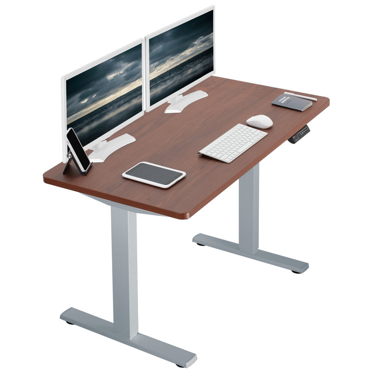 Light Wood & White Electric Adjustable Standing Desk 71"