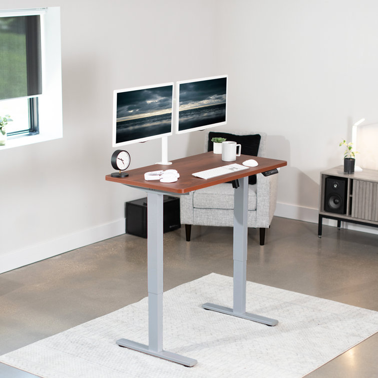 Elevate 43" Dark Walnut Electric Adjustable Desk with Black Frame