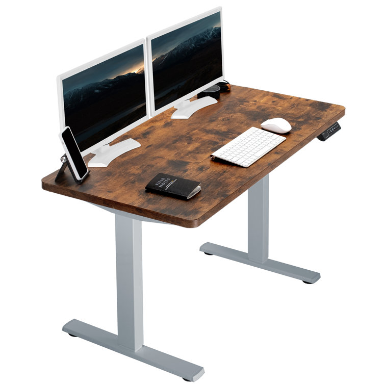 Elevate 43" Dark Walnut Electric Adjustable Desk with Black Frame