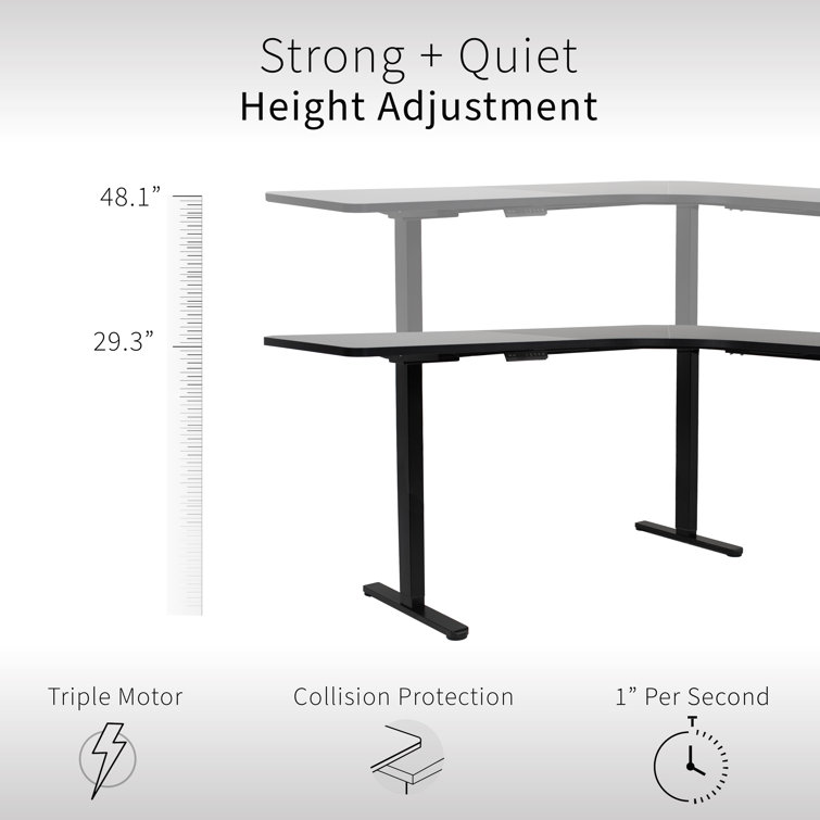 Elevate Pro 71" Black Electric Adjustable L-Shaped Desk with Memory Settings