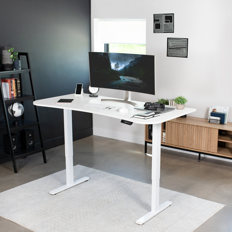 Luxe Electric White 60" Adjustable Standing Desk with Memory Presets