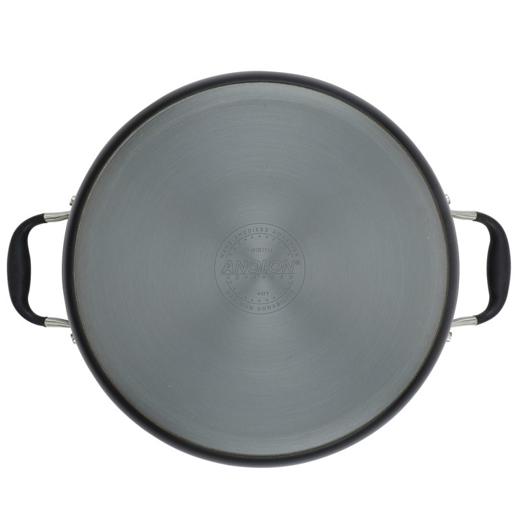 Onyx Black Aluminum Nonstick Wide Stockpot with Glass Lid, 7.5 Quart
