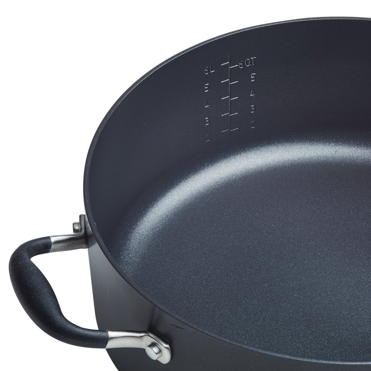 Onyx Black Aluminum Nonstick Wide Stockpot with Glass Lid, 7.5 Quart