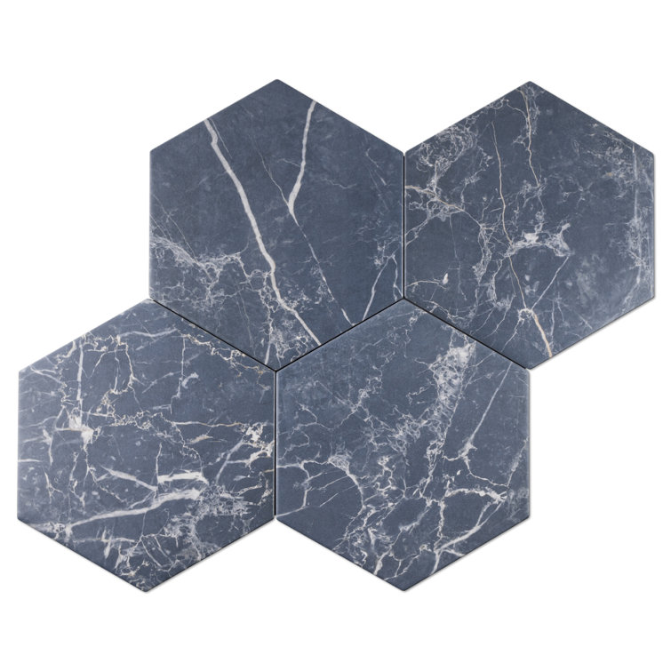 Elegance Blue Hexagon Matte Porcelain Wall and Floor Tile