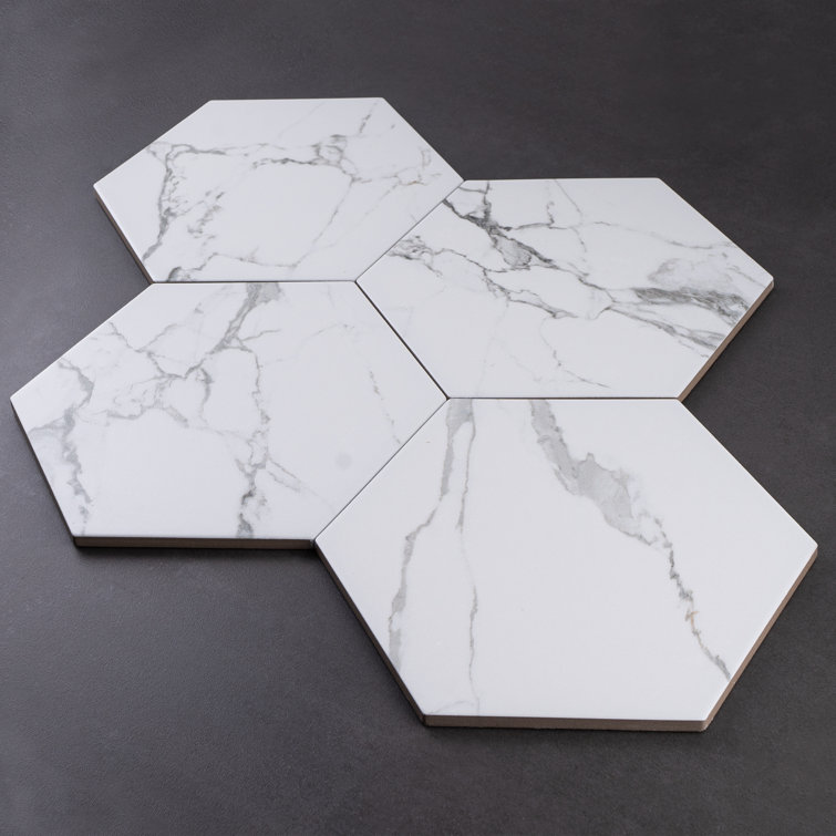 Elegance 7.87" x 9.45" Porcelain Marble Look Wall & Floor Tile