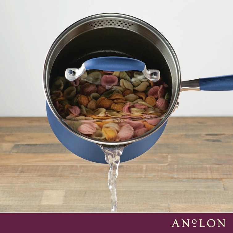 Anolon Anolon Advanced Home Hard Anodized Nonstick Saucepan With Straining Lid, 2 Quart
