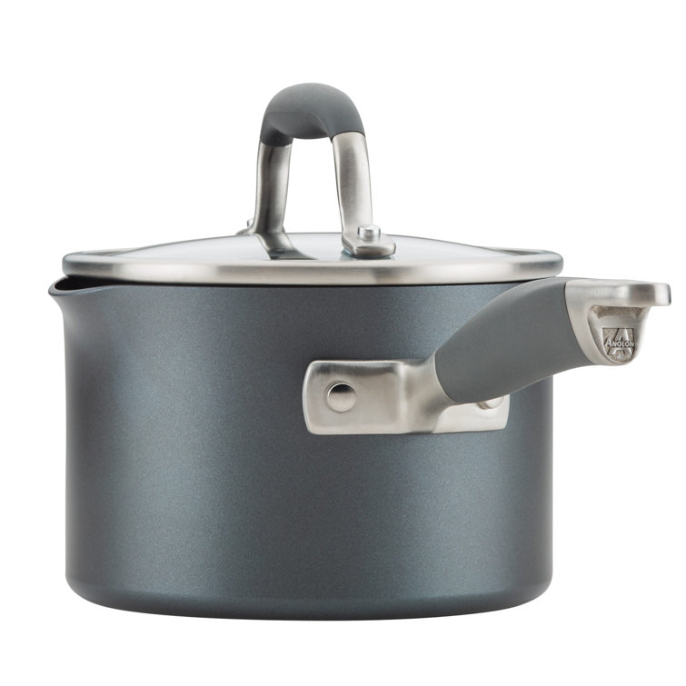 Moonstone Aluminum Nonstick Saucier with Pour Spout and Lid, 2 Quart