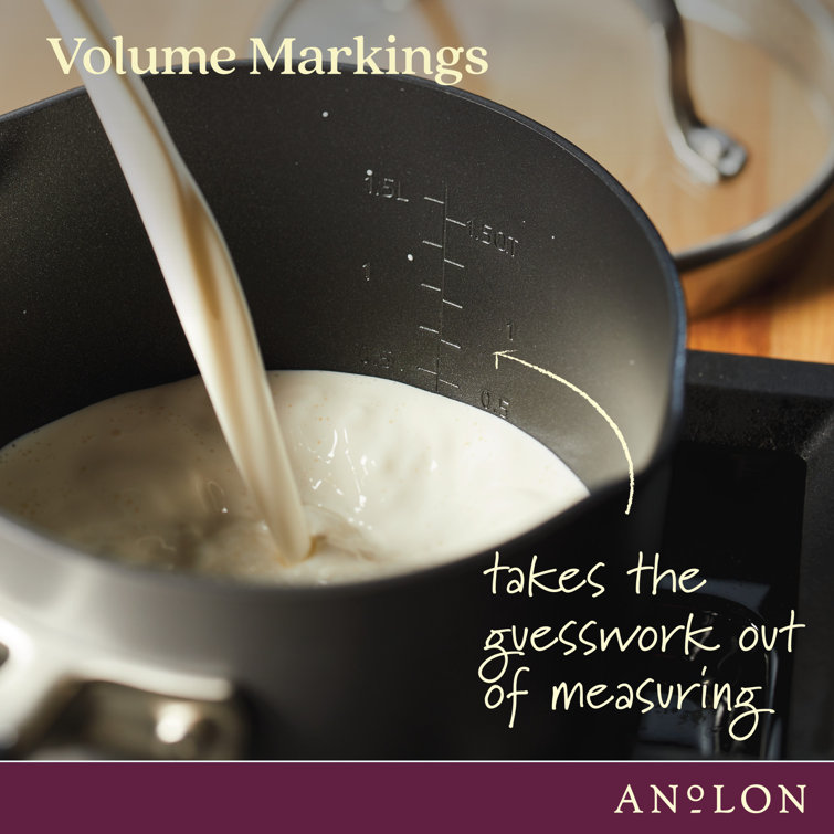 Moonstone Aluminum Nonstick Saucier with Pour Spout and Lid, 2 Quart