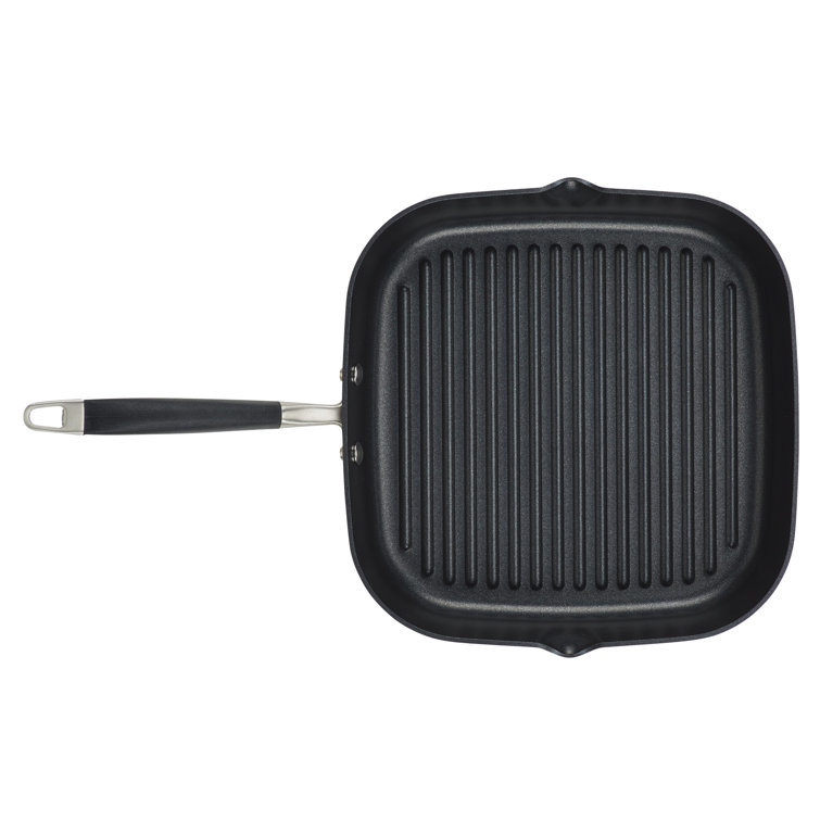Onyx Hard Anodized Nonstick Deep Square Grill Pan with Pour Spouts, 11 Inch