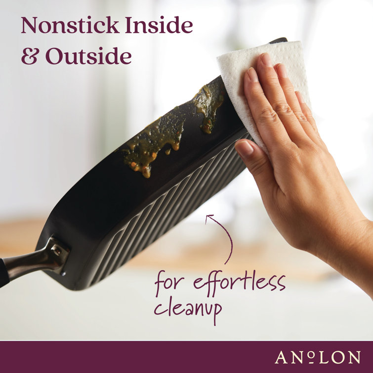 Onyx Hard Anodized Nonstick Deep Square Grill Pan with Pour Spouts, 11 Inch