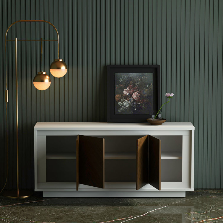 Paraggi 71'' White and Walnut MDF Sideboard