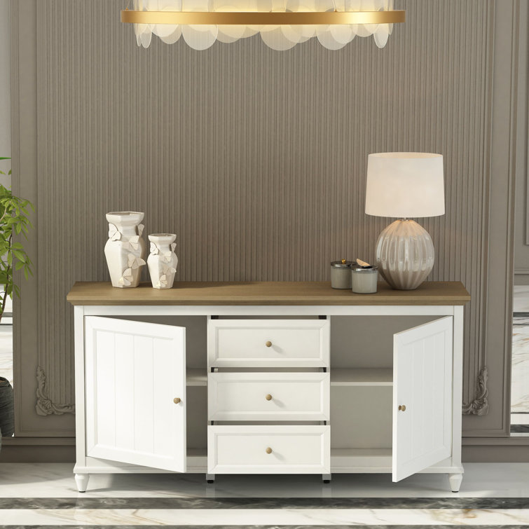 Chenon 63'' White and Light Brown Sideboard