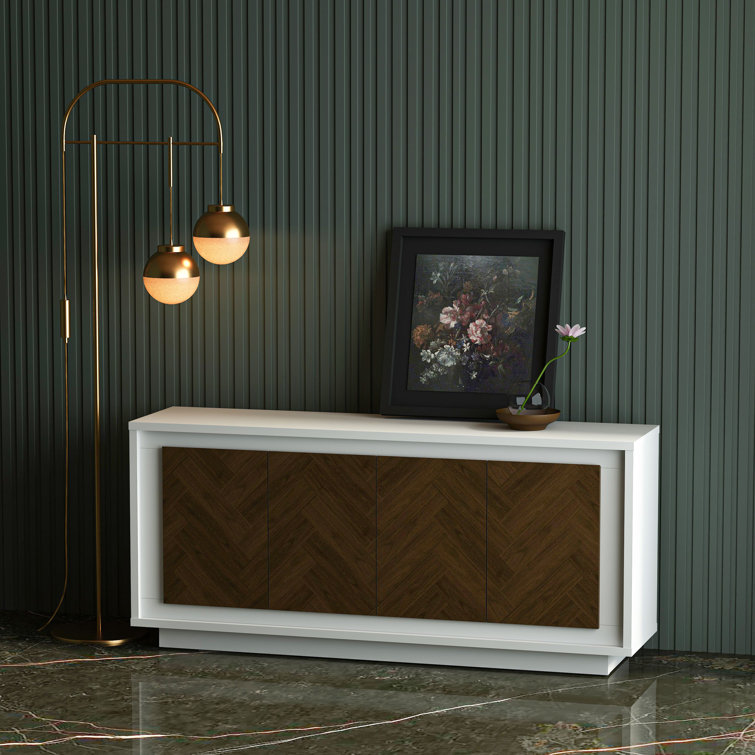 Paraggi 71'' White and Walnut MDF Sideboard