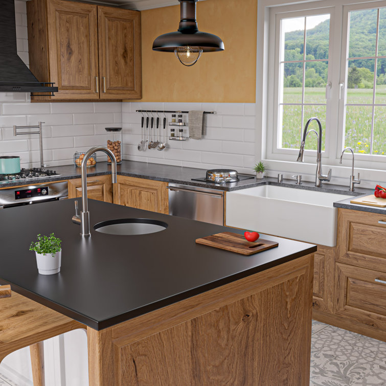 18.5'' Gray Matte Round Fireclay Undermount Kitchen Sink