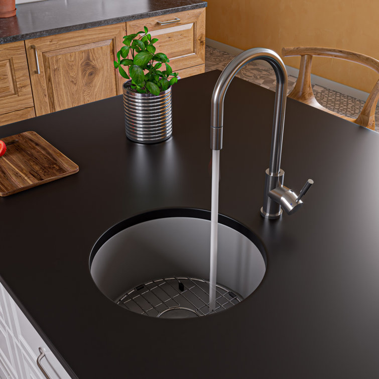 18.5'' Gray Matte Round Fireclay Undermount Kitchen Sink