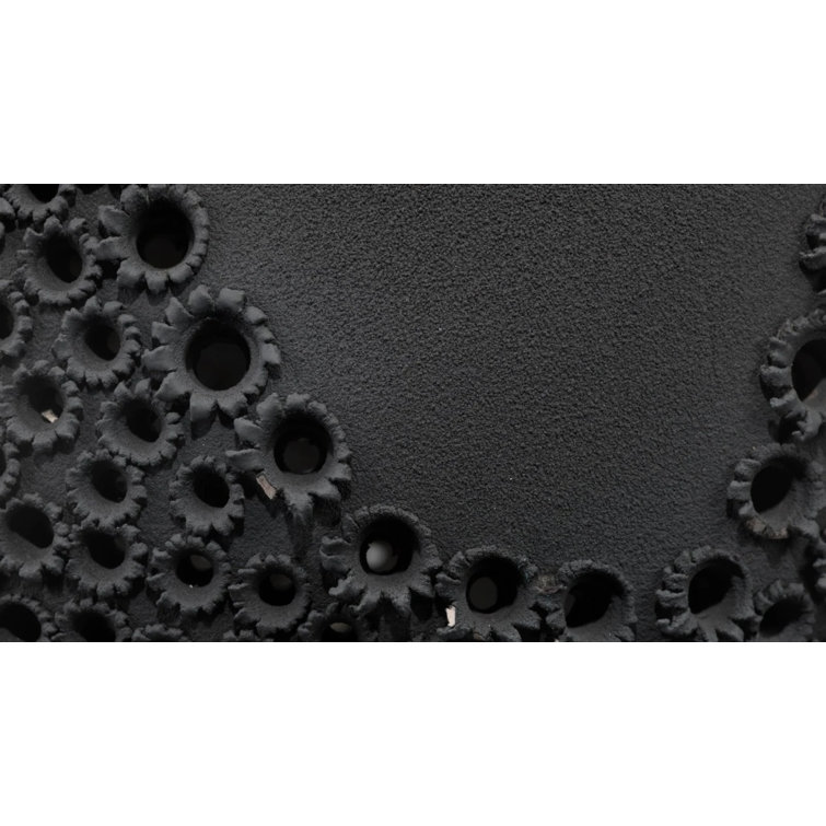 Matte Black Perforated Porcelain Decorative Table Vase