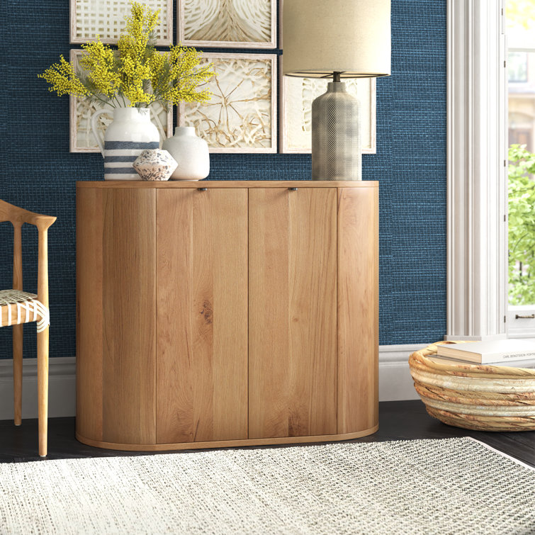 Natural Oak Curved Minimalist Buffet Sideboard