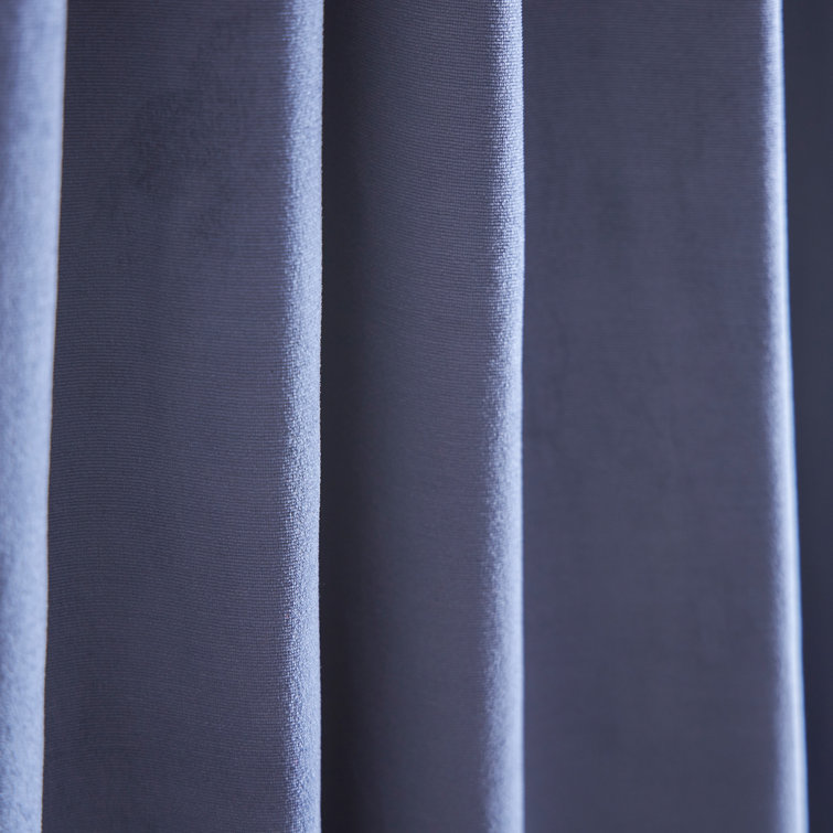 Midnight Navy Velvet Blackout Rod Pocket Curtain Panels