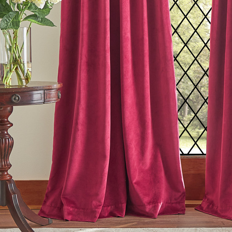 Pomegranate Velvet Blackout Rod Pocket Curtain Panels, 84"