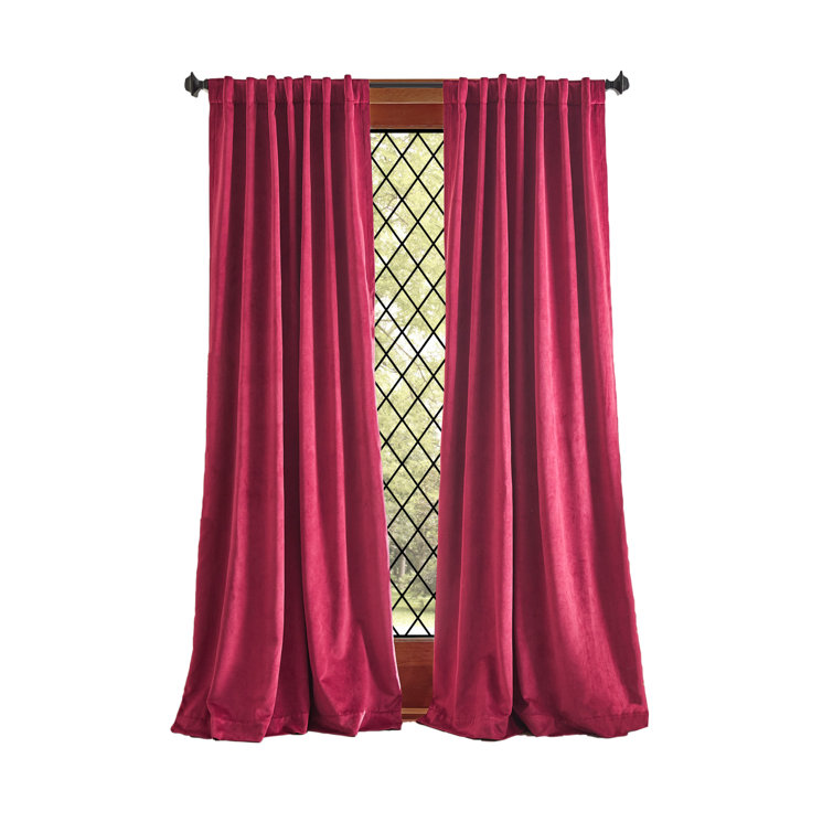 Pomegranate Velvet Blackout Rod Pocket Curtain Panels, 84"