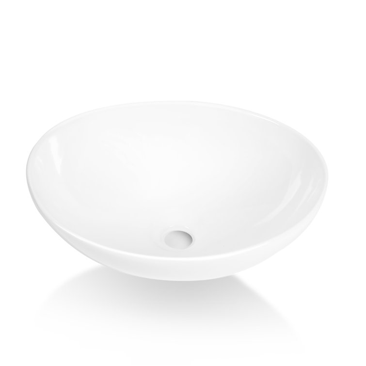 Sinber 16'' White Oval Ceramic Bathroom Vessel Sink