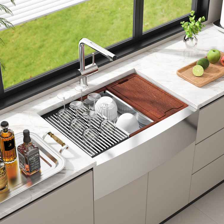 30" Stainless Steel Farmhouse Single Bowl Kitchen Sink with Accessories