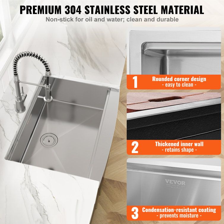 30" Stainless Steel Farmhouse Single Bowl Kitchen Sink with Accessories