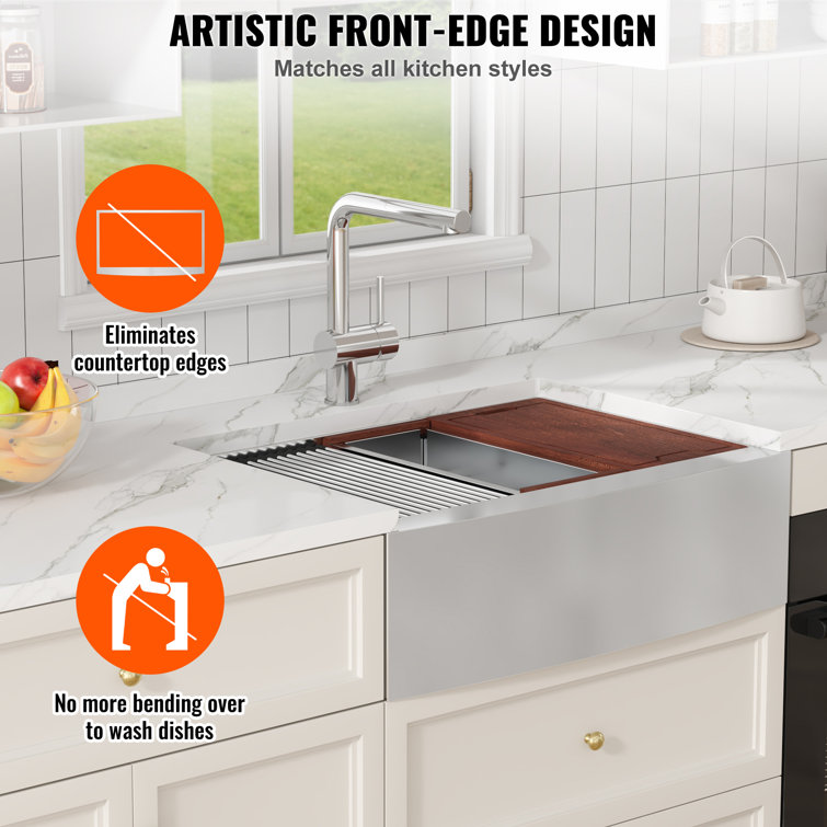 30" Stainless Steel Farmhouse Single Bowl Kitchen Sink with Accessories