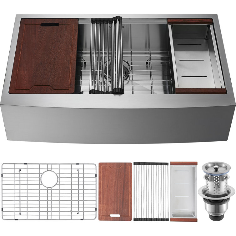 30" Stainless Steel Farmhouse Single Bowl Kitchen Sink with Accessories
