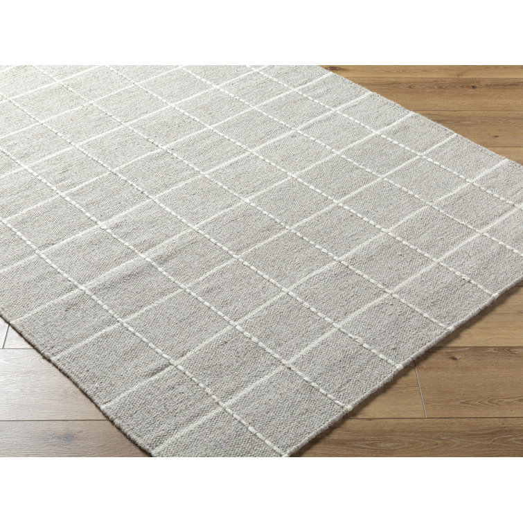 Gray Geometric Flatweave Wool Rug, 8' x 10'