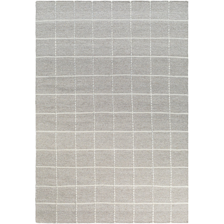 Gray Geometric Flatweave Wool Rug, 8' x 10'