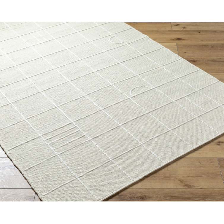 Loeb Cream and White Hand-Tufted Wool 5' x 7' Rug