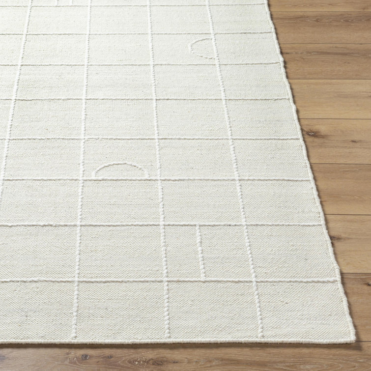 Loeb Cream and White Hand-Tufted Wool 5' x 7' Rug