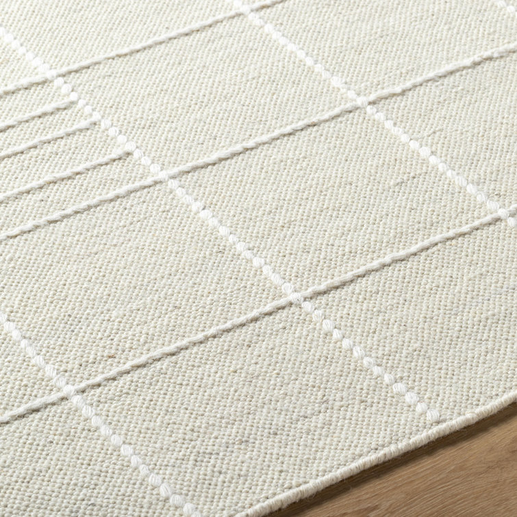 Loeb Cream and White Hand-Tufted Wool 5' x 7' Rug
