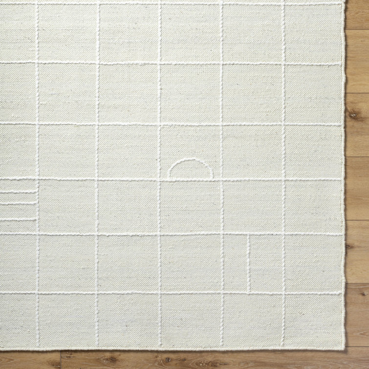 Loeb Cream and White Hand-Tufted Wool 5' x 7' Rug