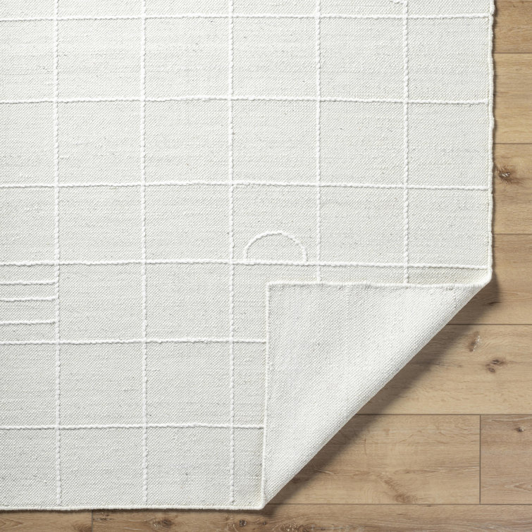 Loeb Cream and White Hand-Tufted Wool 5' x 7' Rug