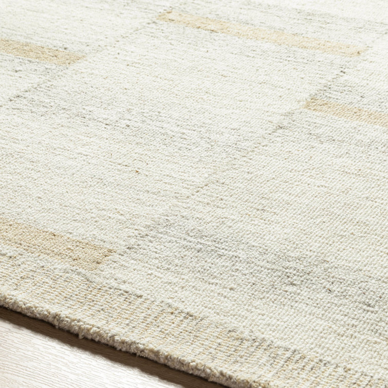 Ivory and Beige Rectangular Hand Tufted Wool Area Rug