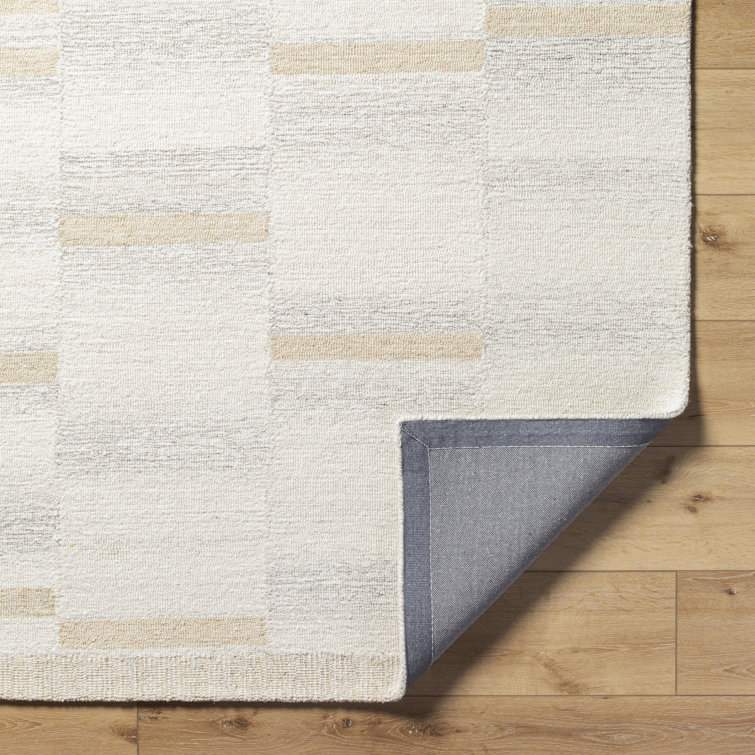 Ivory and Beige Rectangular Hand Tufted Wool Area Rug