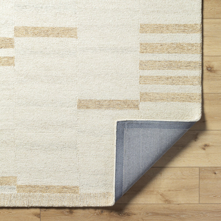 Ivory and Beige Wool Handmade Tufted Rectangular Rug
