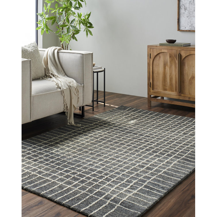 Gray and White Hand-Tufted Wool 8' x 10' Rug
