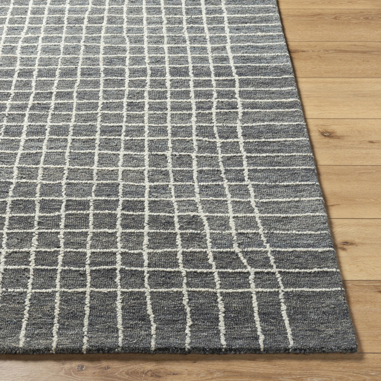 Gray and White Hand-Tufted Wool 8' x 10' Rug
