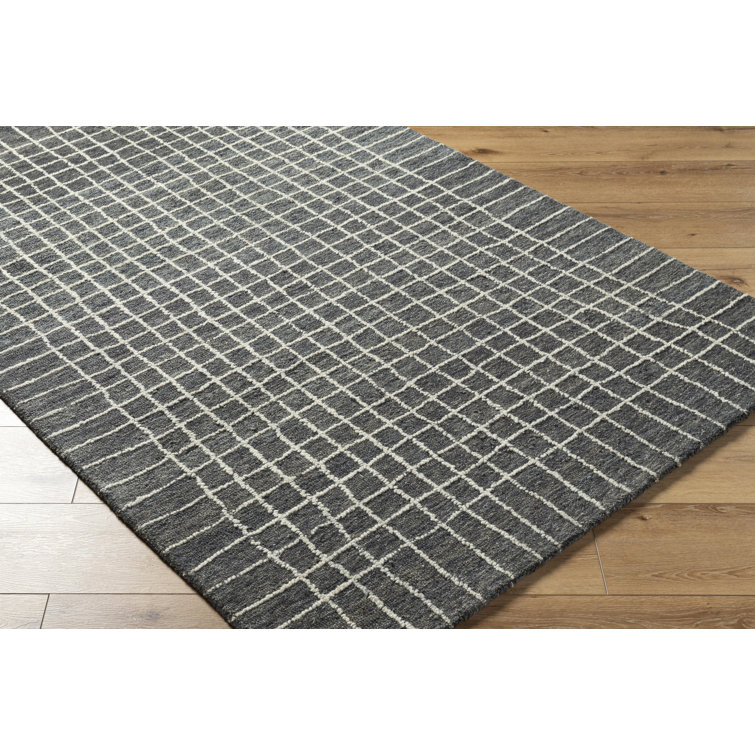 Gray and White Hand-Tufted Wool 8' x 10' Rug